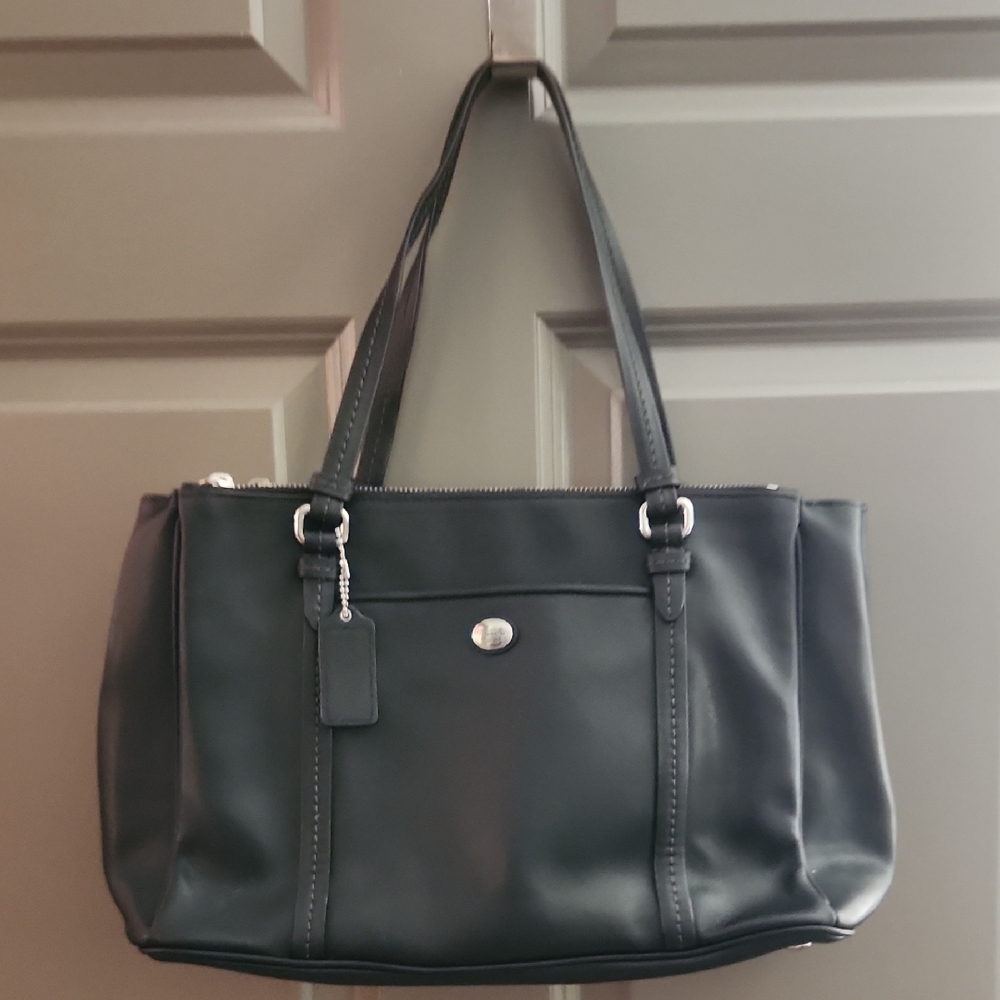 Coach Black Leather Tote Bag